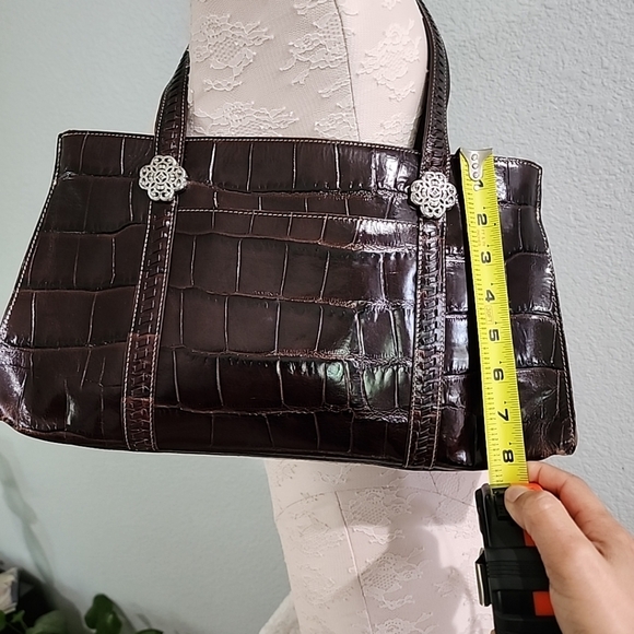 Genuine Brighton Dark Brown Croc Shoulder Bag Women Handbag - Picture 9 of 11